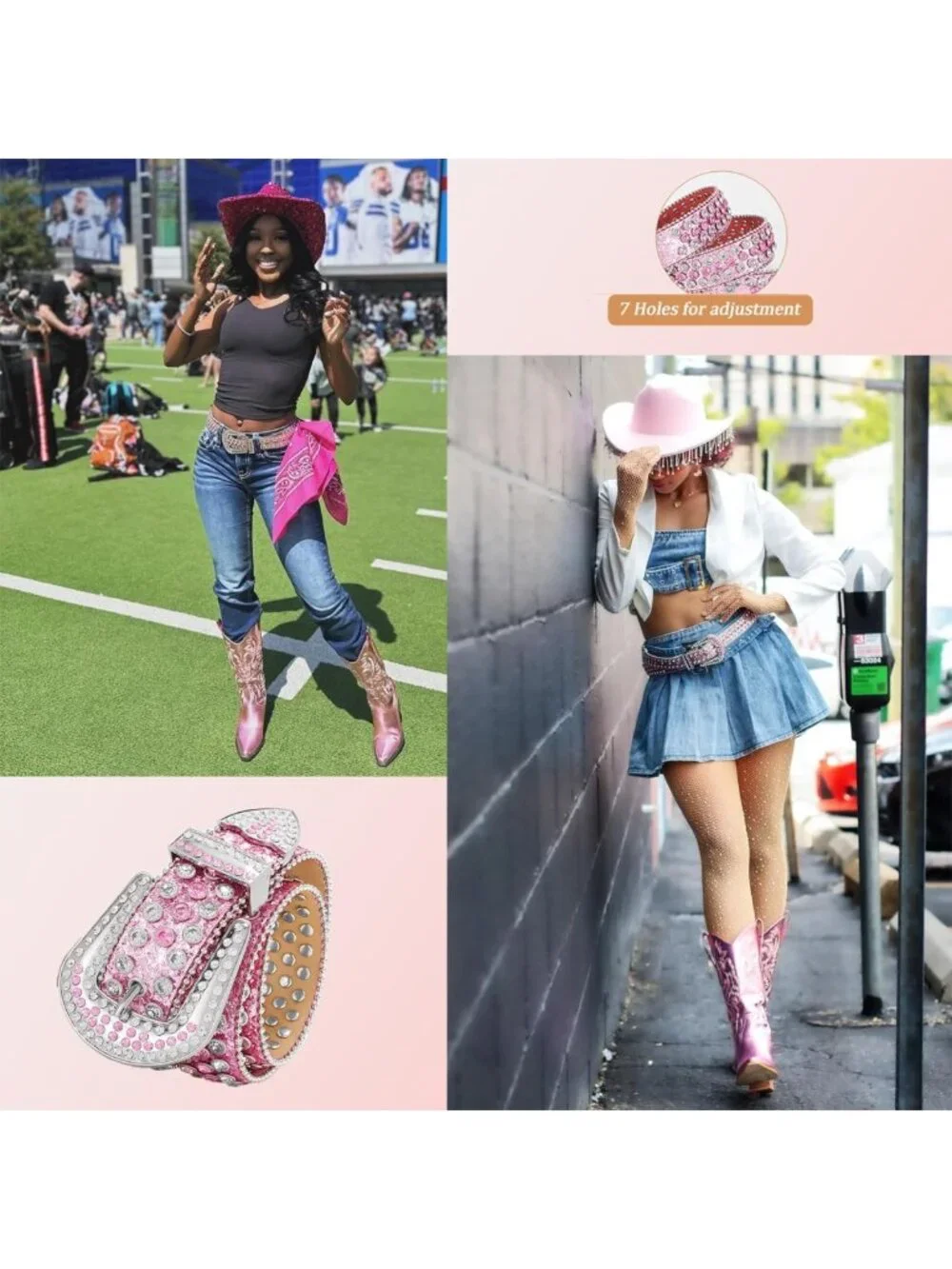 Y2K Style Studded Rhinestone Belt - Cowgirl Bling for Festivals & Gifts